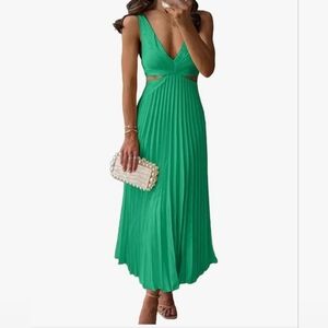 Women’s Elegant V Neck Maxi Dress Sleeveless Hollow Out Backless Long Dress.